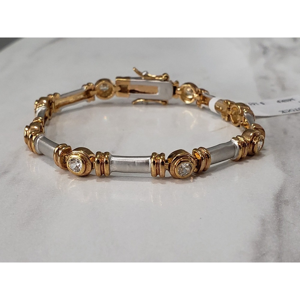 NEW MENS WOMENS Lauren G Adams STERLING SILVER GOLD TWO TONE BRACELET ART DECO